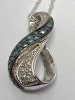 925 Sterling Blue & Clear Diamond Pendant with Chain