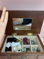 Wooden Jewellery Box Assorted Earrings Clip Screwback Pierced