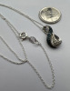 925 Sterling Blue & Clear Diamond Pendant with Chain - 6