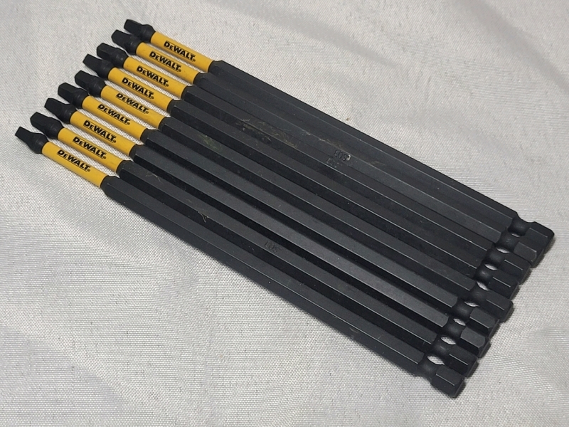 New - DEWALT Square SQ3 Impact Ready Screw Driver Bits , 6" long , Nine (9) Driver Bits