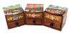 3 New Gorgeous and Brightly Coloured Handpainted Wooden Trinket Boxes with 2 Compartments