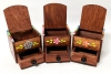 3 New Gorgeous and Brightly Coloured Handpainted Wooden Trinket Boxes with 2 Compartments - 3