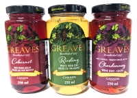 3 New GREAVES Niagara-On-The-Lake Wine Jelly Jars (250ml ea)