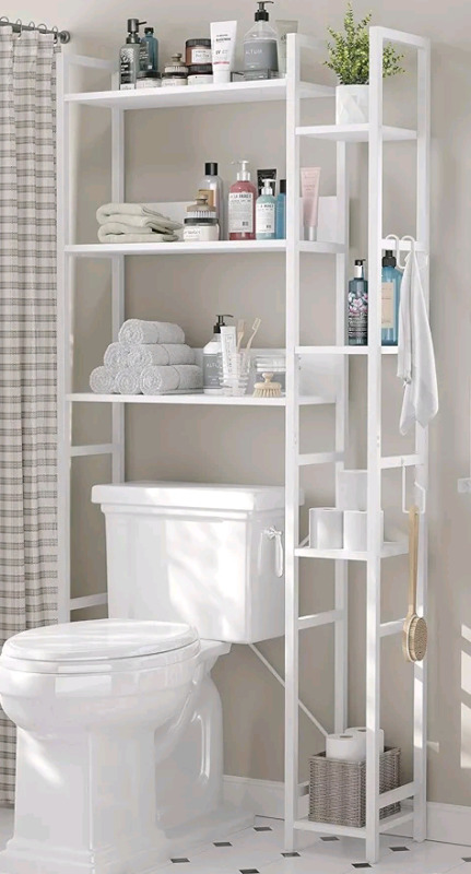 New - Monshey Over The Toilet Storage Shelf with Toilet Paper Holder Stand