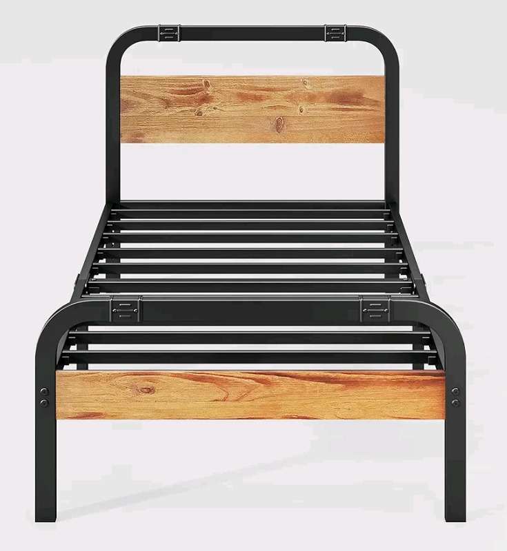 New - Breezehome Twin/Twin XL Bed Frame w/Rustic Wood Headboard and Footboard