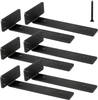 New - Heavy Duty Shelf Brackets , 12" Floating Shelf Brackets , Set of 6