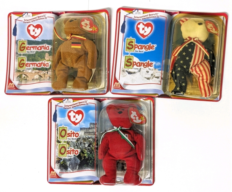 3 Vintage McDonald's x TY Teenie Beanie Babies International Bears II : Osito, Germania & Spangle