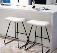 New SICOTAS Bar Stools Set of 2 - Counter Height Bar Stools - 24 Inch White Saddle Seat Barstools