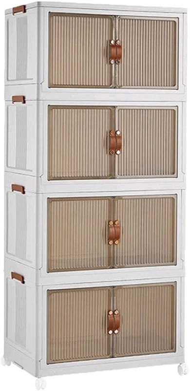 New Bucket Storage Multi-layer Collapsible Storage Box with Lid White Stackable - No wheels