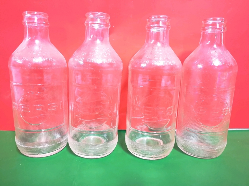4 Vintage Pepsi Glass Bottles