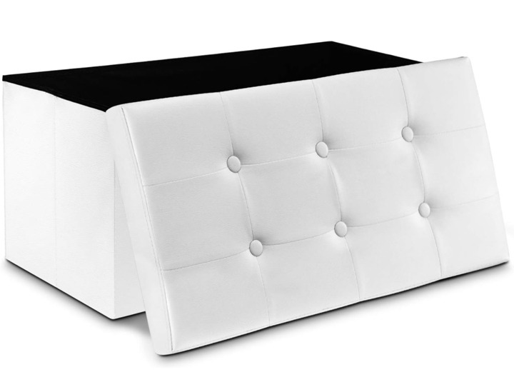 NEW WoneNice 30 Inches Faux Leather Folding Storage Ottoman Bench, Storage Chest, Bedroom Bench with Storage - (White)