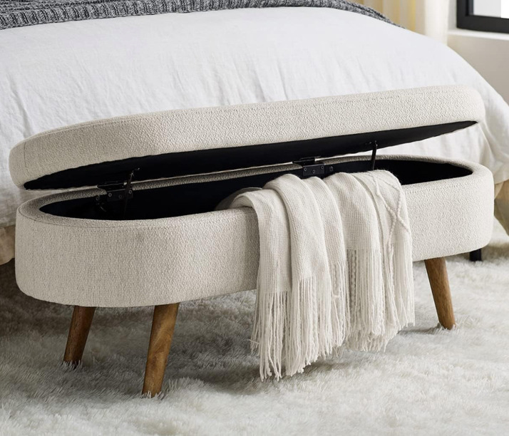 NEW ECYL Ottoman Oval Storage Bench, beige