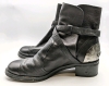 CHANEL 2014 Black Leather & Silver Moto Boots Size 38.5. - 2