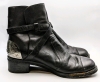 CHANEL 2014 Black Leather & Silver Moto Boots Size 38.5. - 3