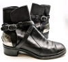 CHANEL 2014 Black Leather & Silver Moto Boots Size 38.5. - 4