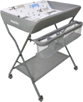 New Maydolly Diaper Changing Table, Folding Nursery Care Station with Wheels and Storage, Grey