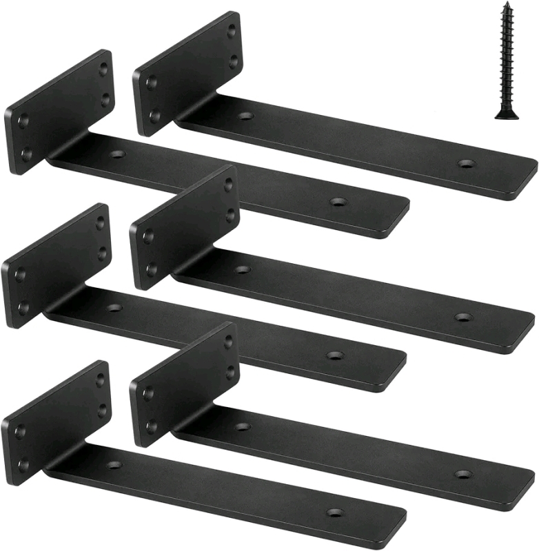 New - Heavy Duty Shelf Brackets , 12" Floating Shelf Brackets , Set of 6