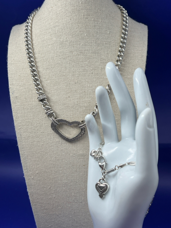 Brighton Chunky Open Heart Necklace and Heart Anklet