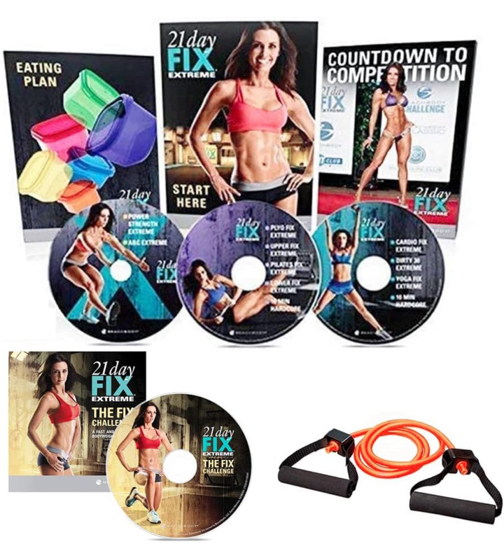 New 21 Day Fix BEACHBODY Extreme 4 DVD Workout Program Set , Fix Challenge Introductory Workout , Elastic Band and Eating Nutrition Plan