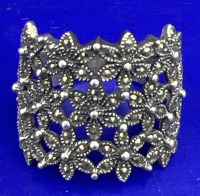 Statement Marcasite Sterling Silver Ring Size 10