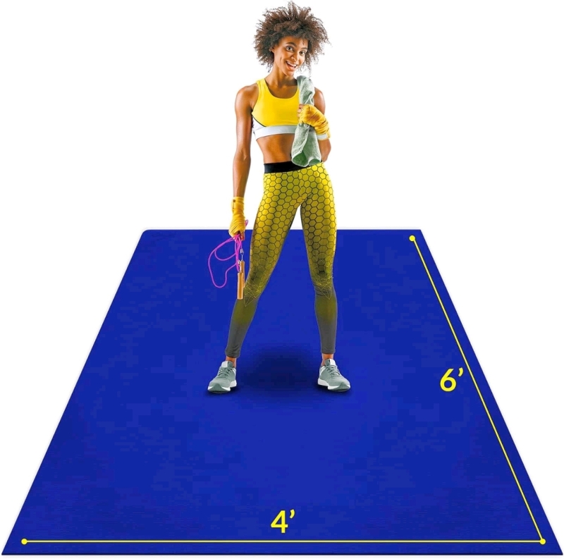 ActiveGear Premium Large 6' x 4' x 7mm Excercise Mat with Storage Bag (Blue) & Bonus Jump Rope