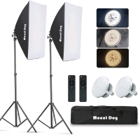 New - MOUNTDOG Softbox Lighting Kit w/Dimmable LED 3 Colors Bulbs Remote Control & Adjustable Stand