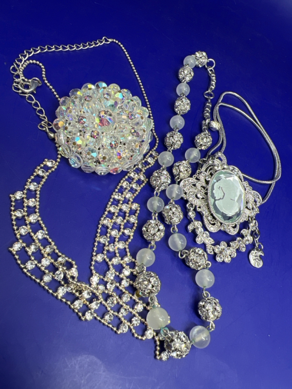 Vintage Continental Necklace Crystal Rhinestone Brooch