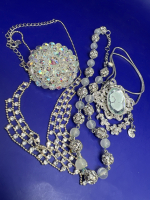 Vintage Continental Necklace Crystal Rhinestone Brooch