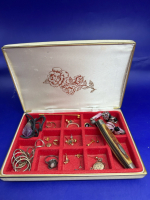 Vintage Lined Jewellery Box with Content