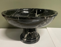 NEW Marble serving or Display bowl , black with white and gold marbled design