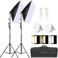 New - Wisamic Softbox Lighting Kit, Photography Softbox Kit, E27 Dimmable LED Light Head