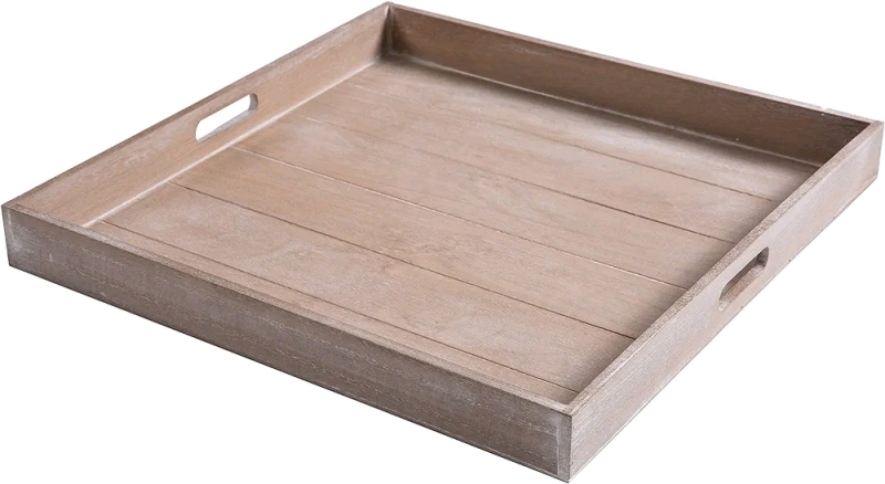 New - MyGift Large Shabby Chic Square Wood Serving Tray , measures 19"×19"×2"