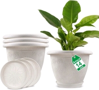 New 4 Plastic Flowerpots for Indoor or Outdoor Use