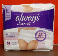 New Always Discreet Underwear Size Large