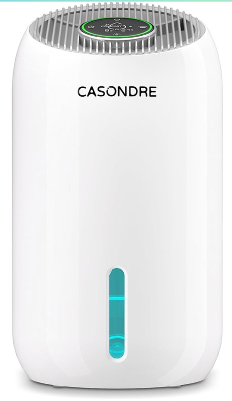 NEW CASONDRE 60W 56oz Dehumidifier for Home, Up to 500 sq ft Touch Control Small Dehumidifier with Temperature Display Timer 3 Modes 7 Colors Light Auto Shut Off Mini Dehumidifier