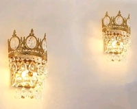 New 2-Pack HAIXIANG Gold & Crystal Modern Wall Sconces