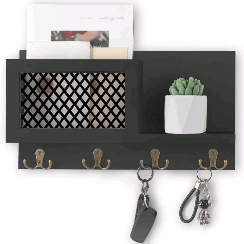 Rustic Wall Mount Mail Organizer & Key Holder (16.5” x 9.1” x 3.4”)