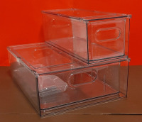 New in Original Packaging 2 Plastic Storage Containers One Large with Dividers Stackable