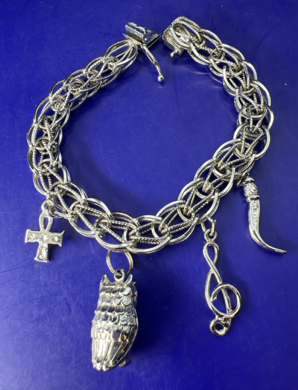 GB Sterling signed Charm Bracelet