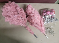 4ft Pink Christmas Tree with Lights and Decorations . No Stand