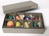 8 Vintage Glittery Blown Glass Fruit Ornaments Made in Germany