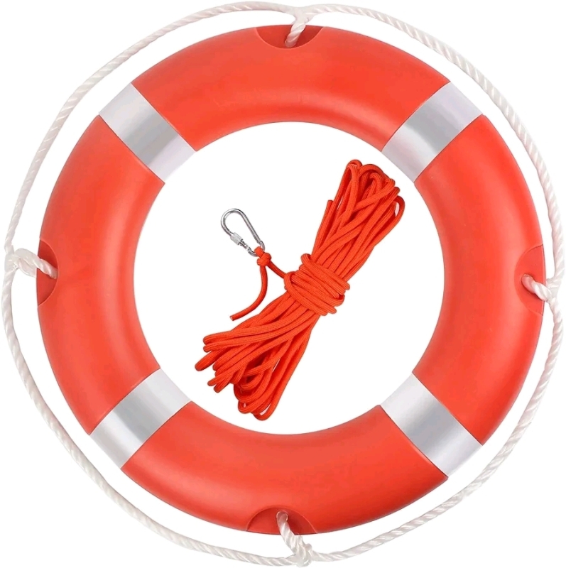 New - 28" Life Ring / Buoy Boat Safety Throw Rings with White Reflective Strip & Grab Lines