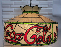 Vintage Coca-Cola Tiffany Style Fiberglass Hanging Light Fixture with 12ft Cord . Working
