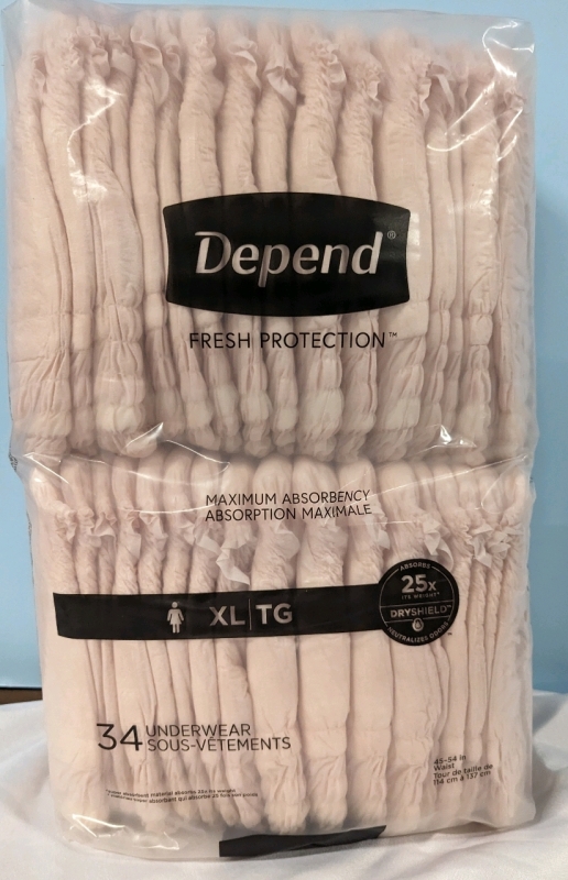 New Depend Absorbent Underwear - XL