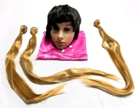 New 100% Human Hair Short Hair Wig with 3 Bundles of 24" Long Hair Extensions (Unknown Composition)
