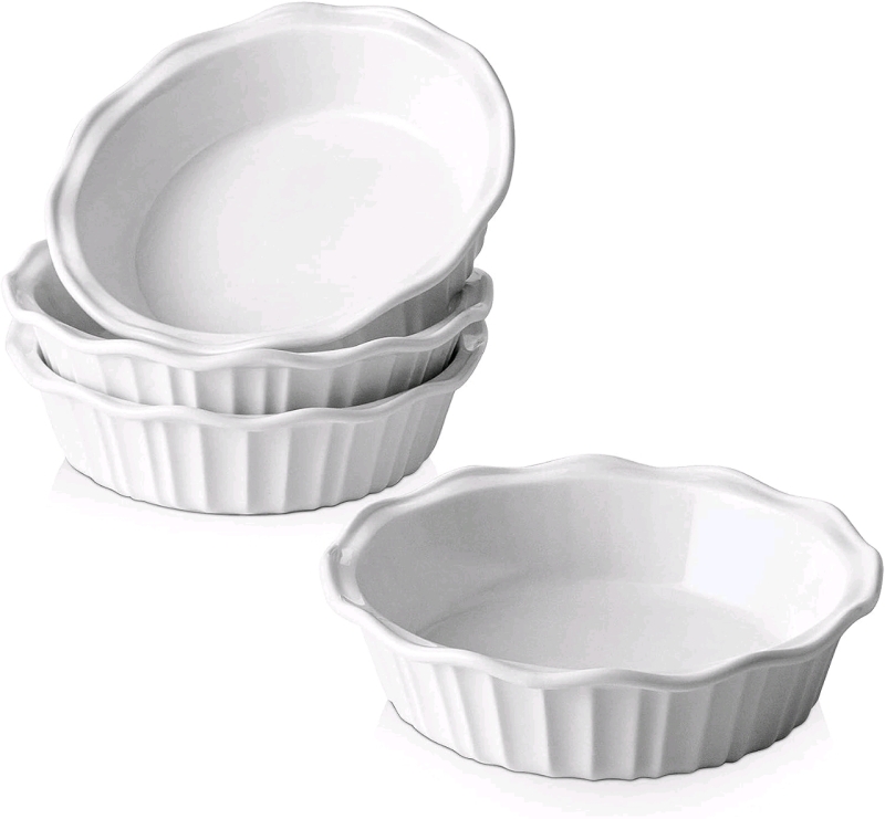New 4-Pack LIFVER Small Ceramic Pie Pans for Baking 6" / 11.6oz