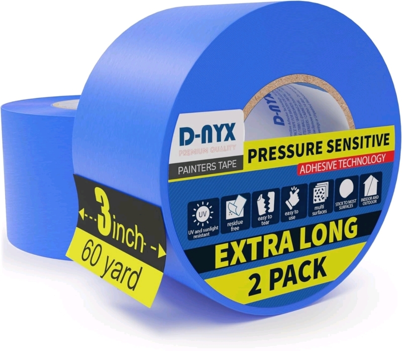 New 2-Pack D-NYX Premium Pressure Sensitive Painter's Tape 3" x 60 Yards Each