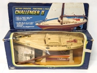 Vintage Battery Operated CHALLENGER II with 12" Mast and Sail, Inboard Prop Drive & Display Stand