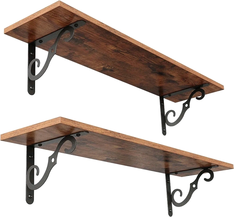 New - Stil 31.5" Wall Mounted Shelves, Wall with Sturdy Metal Brackets, Set of 2