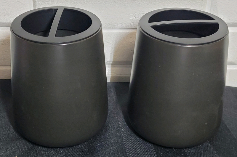 New - Set of 2 Ceramic Bathroom Toothbrush Cups with Divider Top